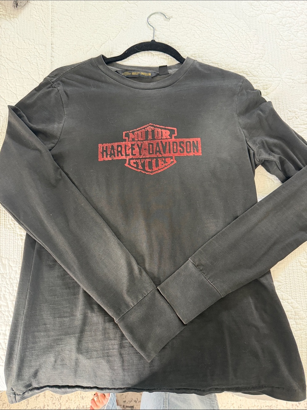 Harley-Davidson Black Long Sleeve Tee with Red Logo